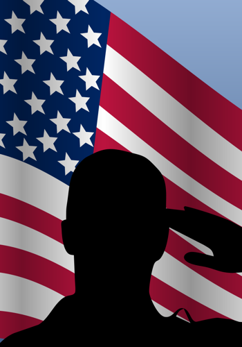 Shadow saluting the U.S. flag